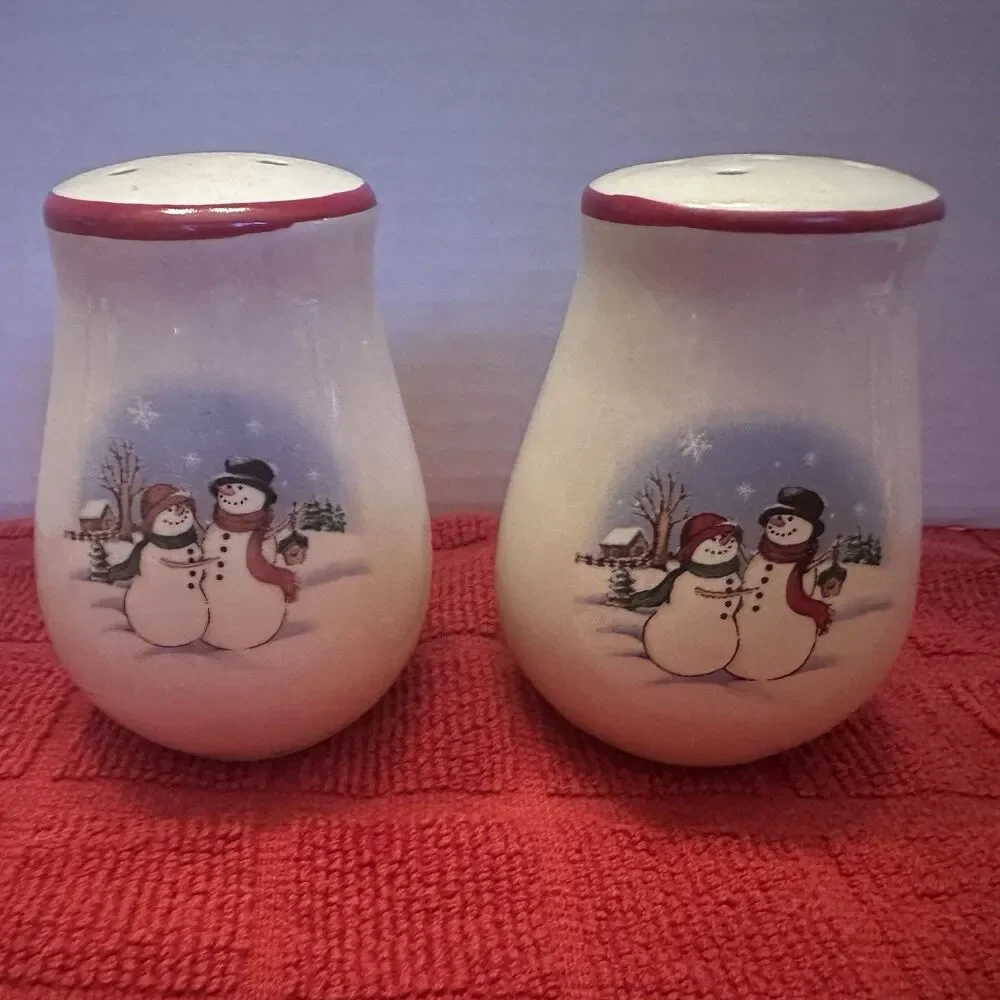 Vintage Royal Seasons 5pc Winter Wishes Table Set Snowmen Creamer Sugar Box